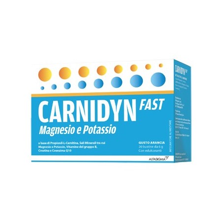 Carnidyn Fast Magnesio E Potassio Per Stanchezza Fisica 20 Bustine - Vitamine e sali minerali - 932654167 - Carnidyn - € 17,72