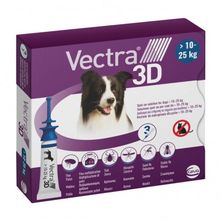 Vectra 3D Soluzione Spot-On Cani 10 a 25 Kg 3 Pipette - Prodotti per cani - 104687126 - Vectra - € 26,50