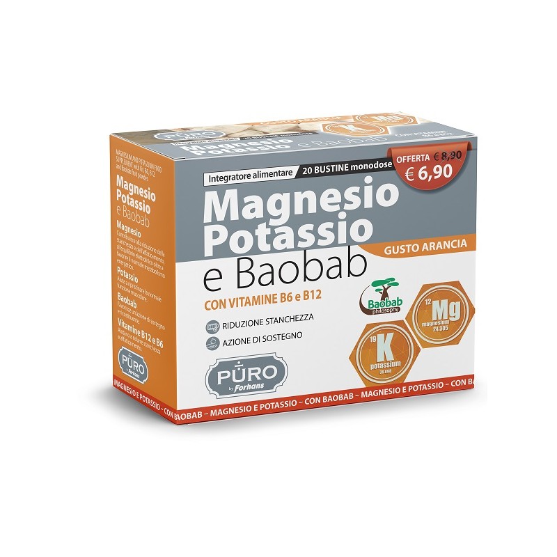 Uragme Puro Magnesio Potassio E Baobab 20 Bustine 4 G - Integratori multivitaminici - 979390592 - Uragme - € 5,21