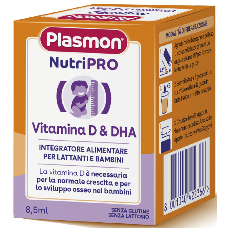 Plasmon NutriPRO Vitamina D e DHA Crescita Ossea Bambini Gocce - Integratori neonati e bambini - 988141305 - Plasmon - € 15,99