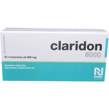 Claridon 5000 Bromelina Antinfiammatorio 20 Compresse - Integratori multivitaminici - 988245801 - Naima Pharma S - € 18,25