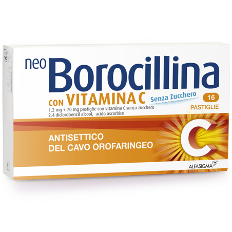 NeoBorocillina Vitamina C Senza Zucchero Antisettico 16 Pastiglie - Raffreddore e influenza - 022632184 - Neoborocillina - € ...