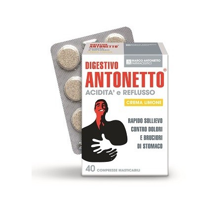 Chiesi Farmaceutici Digestivo Antonetto Acidita' E Reflusso Crema Al Limone 40 Compresse Masticabili - Integratori per il ref...