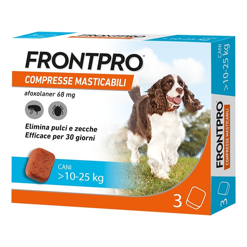 Frontpro Pulci Zecche Cani 10-25 Kg 3 Compresse Masticabili  - 1