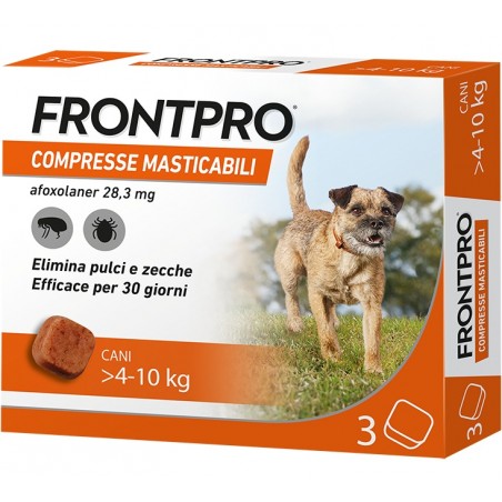 Frontpro Pulci Zecche Cani 4-10 Kg 3 Compresse Masticabili - 1 Frontpro Pulci Zecche Cani 4-10 Kg 3 Compresse Masticabili - 1