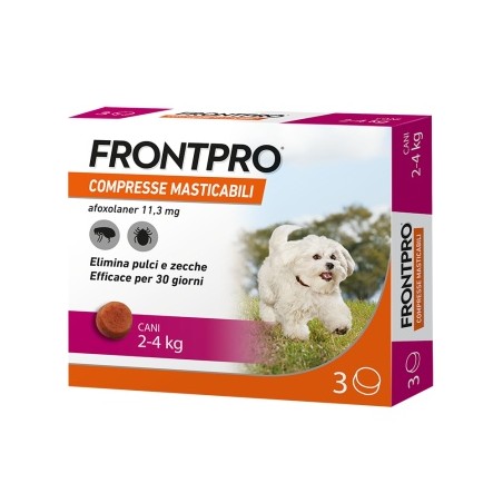 Frontpro Pulci Zecche 3 Compresse Masticabili Cani 2-4 Kg - 1 Frontpro Pulci Zecche 3 Compresse Masticabili Cani 2-4 Kg - 1