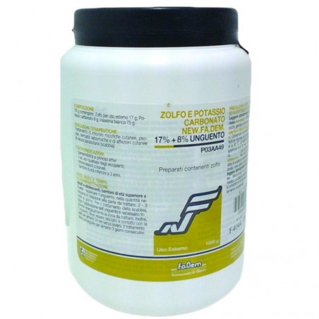 New Fa. Dem. Zolfo E Potassio Carbonato New.fa.dem. 17% + 8% Unguento New Fa. Dem. - 1 New Fa. Dem. Zolfo E Potassio Carbonato New.fa.dem. 17% + 8% Unguento New Fa. Dem. - 1
