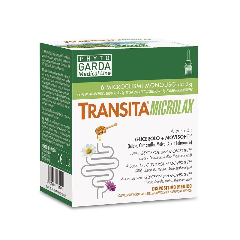 Phyto Garda Transita Microlax Adulti 6 Microclismi Per Adulti 9 G - Farmaci per stitichezza e lassativi - 982007546 - Phyto G...