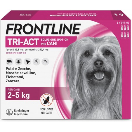 Frontline Tri-Act Spot-On Antiparassitario per Cani 2-5 Kg 6 Pipette Frontline - 1 Frontline Tri-Act Spot-On Antiparassitario per Cani 2-5 Kg 6 Pipette Frontline - 1