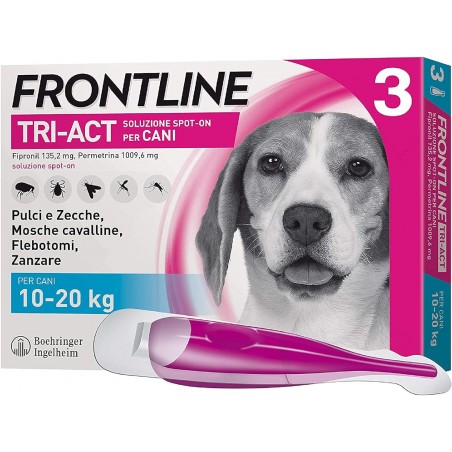 Frontline Tri-Act Spot-On Antiparassitario per Cani 10-20 Kg 3 Pipette Frontline - 1 Frontline Tri-Act Spot-On Antiparassitario per Cani 10-20 Kg 3 Pipette Frontline - 1