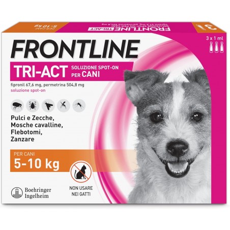 Frontline Tri-Act Spot-On Antiparassitario per Cani 5-10 Kg 3 Pipette Frontline - 1 Frontline Tri-Act Spot-On Antiparassitario per Cani 5-10 Kg 3 Pipette Frontline - 1