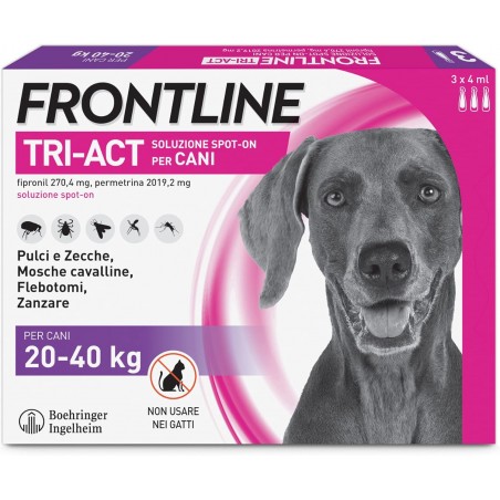 Frontline Tri-Act Spot-On Antiparassitario per Cani 20-40 Kg 3 Pipette Frontline - 1 Frontline Tri-Act Spot-On Antiparassitario per Cani 20-40 Kg 3 Pipette Frontline - 1