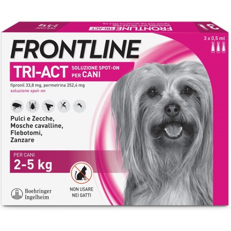 Frontline Tri-Act Spot-On Antiparassitario per Cani 2-5 Kg 3 Pipette Frontline - 1 Frontline Tri-Act Spot-On Antiparassitario per Cani 2-5 Kg 3 Pipette Frontline - 1
