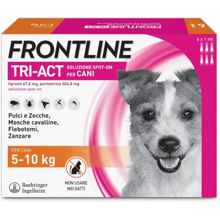 Frontline Tri-Act Spot-On Antiparassitario per Cani 5-10 kg 6 Pipette Frontline - 1 Frontline Tri-Act Spot-On Antiparassitario per Cani 5-10 kg 6 Pipette Frontline - 1