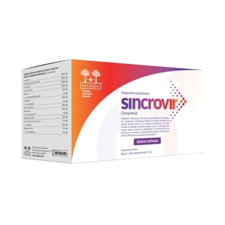 Salugea Sincrovir Integratore Tonico Metabolico con Ginseng 40 Compresse Salugea - 6 Salugea Sincrovir Integratore Tonico Metabolico con Ginseng 40 Compresse Salugea - 6