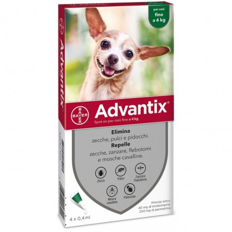 Advantix Spot-On Per Cani Fino a 4 kg - 4 Pipette 40 mg + 200 mg - Prodotti per cani - 103629046 - Advantix - € 24,67