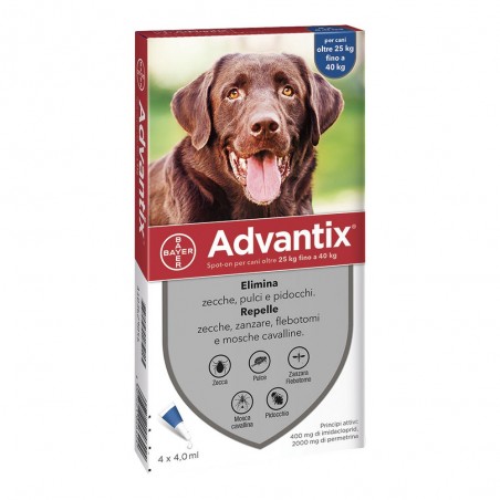 Advantix Spot-On Per Cani da 25 a 40 Kg 4 Pipette 400 mg + 2.000 mg - Prodotti per cani - 103627055 - Advantix - € 28,14