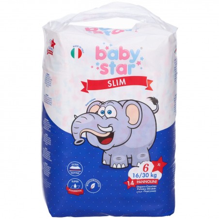 Farvima Medicinali Pannolini Babystar Slim 16/30kg Taglia 6 Extra Large 14 Pezzi Farvima Medicinali - 1 Farvima Medicinali Pannolini Babystar Slim 16/30kg Taglia 6 Extra Large 14 Pezzi Farvima Medicinali - 1