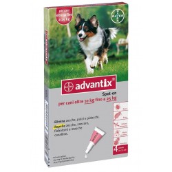 Advantix Spot-On Per Cani da 10 a 25 Kg - 4 Pipette 250 mg + 1.250 mg - CON IMMAGINE E DESCRIZIONE - 103628044 - Advantix