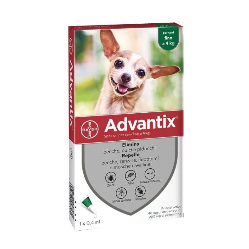 Advantix Spot-On Per Cani fino a 4 Kg - 1 Pipetta 40 mg + 200 mg - Prodotti per cani - 103629010 - Advantix - € 7,39