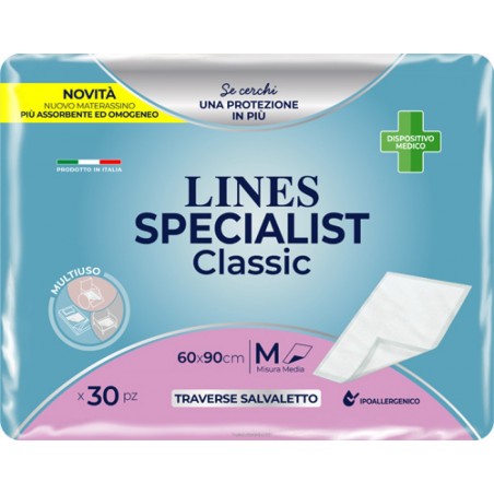 TRAVERSA LINES SPECIALIST CLASSIC TRAVERSA 60 X 90 CM 30 PEZZI - Prodotti per incontinenza - 974059659 - Lines - € 13,87