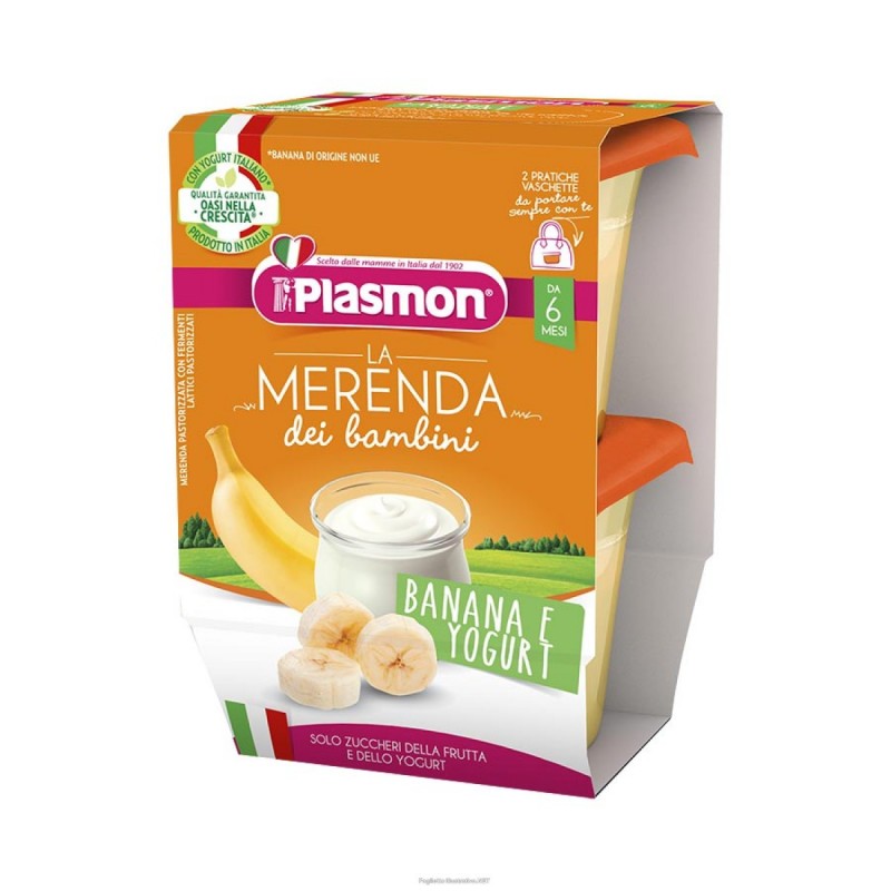Plasmon La Merenda Dei Bambini Sapori Di Natura Banana Yogurt Asettico 2 X 120 G - Biscotti e merende per bambini - 942862867...