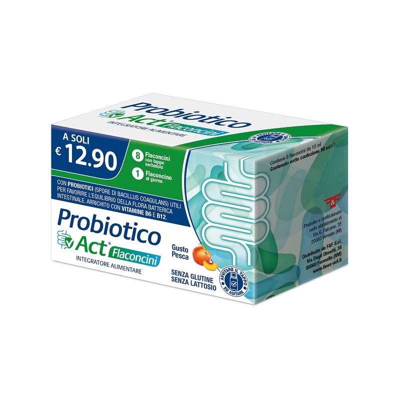Probiotic Act Integratore Stanchezza Sistema Immunitario 8 Flaconcini Linea Act - 1