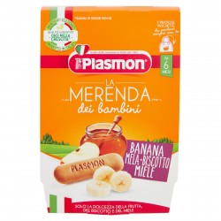Plasmon La Merenda Dei Bambini Merende Banana Mela Biscotto Miele Asettico 2 X 120 G - Biscotti e merende per bambini - 94286...