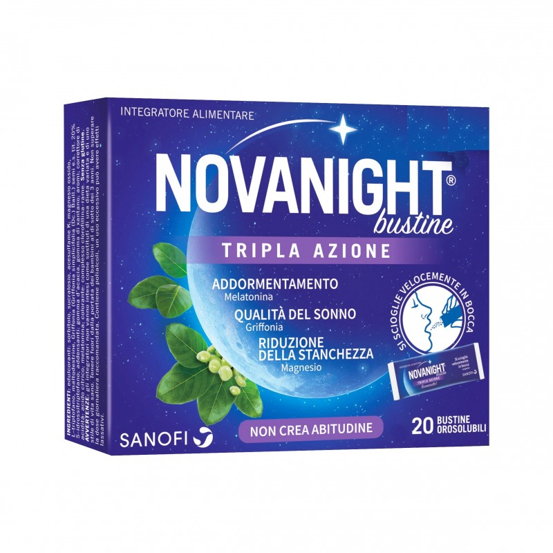 Novanight Tripla Azione Contribuisce Alla Qualità Del Sonno 20 Bustine - Integratori per umore, anti stress e sonno - 9441053...