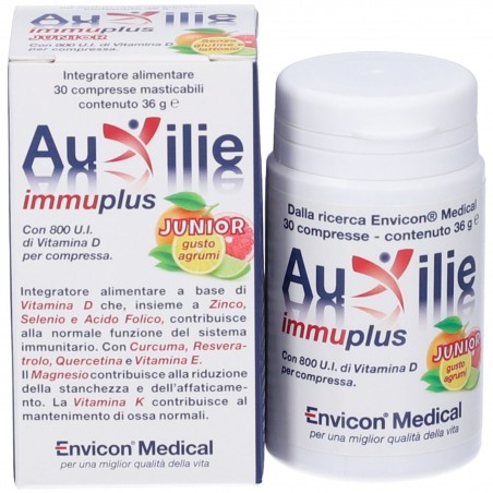 Auxilie Immuplus Junior Masticabile Curcuma e Resveratrolo per Difese Immunitarie 30 Compresse Envicon Medical - 3 Auxilie Immuplus Junior Masticabile Curcuma e Resveratrolo per Difese Immunitarie 30 Compresse Envicon Medical - 3