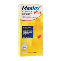 Maalox Plus 4% + 3,5% + 0,5% Sospensione Orale Aroma Limone 250 Ml - Farmaci per meteorismo e flatulenza - 020702270 - Maalox