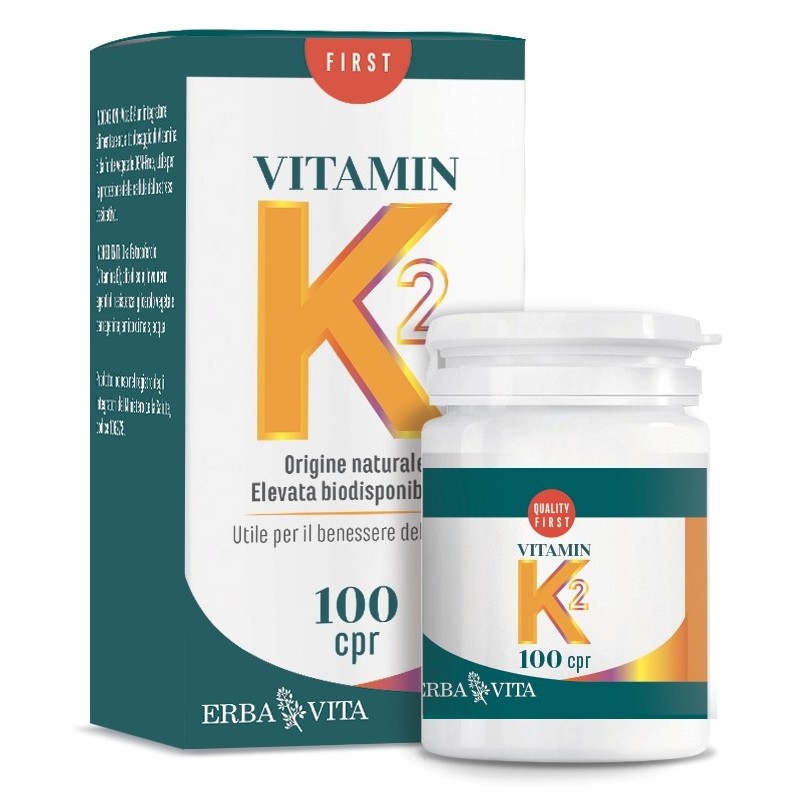 Erba Vita Vitamin K2 Integratore Ossa e Coagulazione 100 Compresse Erba Vita - 1
