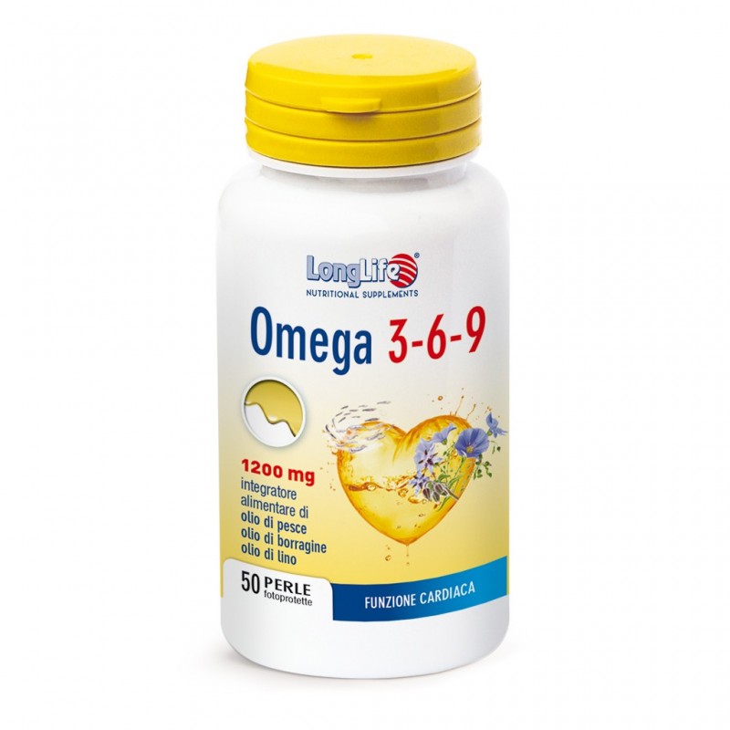 Longlife Omega 3-6-9 Integratore Alimentare Funzione Cardiaca 1200 mg 50 Perle - Integratori di Omega-3 - 900178310 - Longlif...