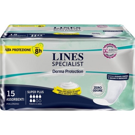 Pannolone Per Incontinenza Lines Specialist Derma Sagomato Anatomico Super Plus 15 Pezzi Fater - 1 Pannolone Per Incontinenza Lines Specialist Derma Sagomato Anatomico Super Plus 15 Pezzi Fater - 1