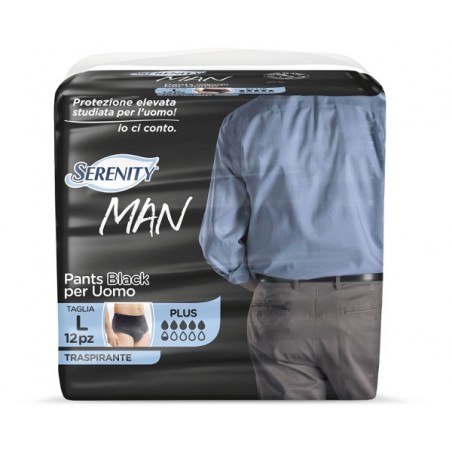 Pannolino Serenity Man Pants Black Taglia Large 12 Pezzi Serenity - 1 Pannolino Serenity Man Pants Black Taglia Large 12 Pezzi Serenity - 1