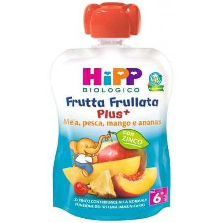 Hipp Italia Hipp Bio Frutta Frullata Plus + Mela Pesca Mango Ananas Con Zinco 90 G Hipp - 1 Hipp Italia Hipp Bio Frutta Frullata Plus + Mela Pesca Mango Ananas Con Zinco 90 G Hipp - 1