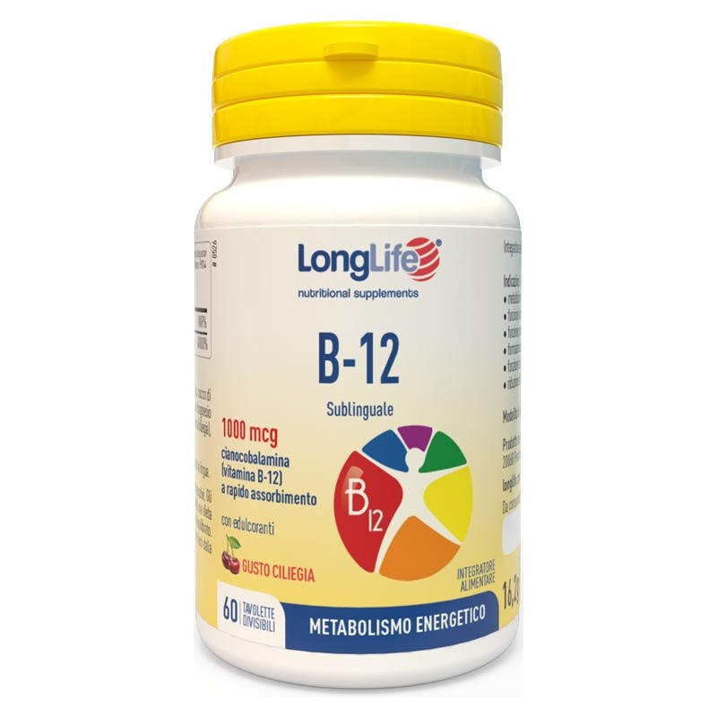 Longlife B12 1000 mcg energia e sistema nervoso 60 tavolette Longlife - 1