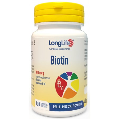 Longlife Biotin Integratore Pelle Capelli Unghie 100 compresse Longlife - 1 Longlife Biotin Integratore Pelle Capelli Unghie 100 compresse Longlife - 1