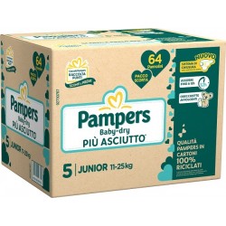 Pampers Baby Dry Quadri Pannolino Downcount Junior 64 Pezzi Fater - 1