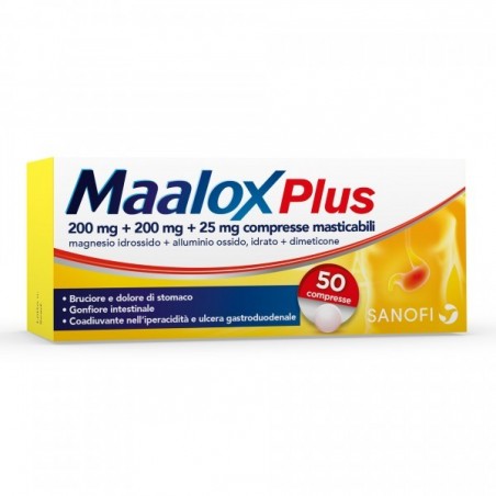 Maalox Plus Bruciore e Dolore di Stomaco 50 Compresse Masticabili - Farmaci per meteorismo e flatulenza - 020702344 - Maalox ...