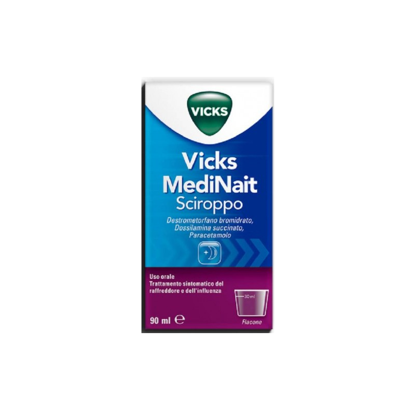 Vicks Medinait Sciroppo Per Raffreddore e Influenza 90 Ml - Farmaci per tosse secca e grassa - 024449050 - Vicks - € 7,10